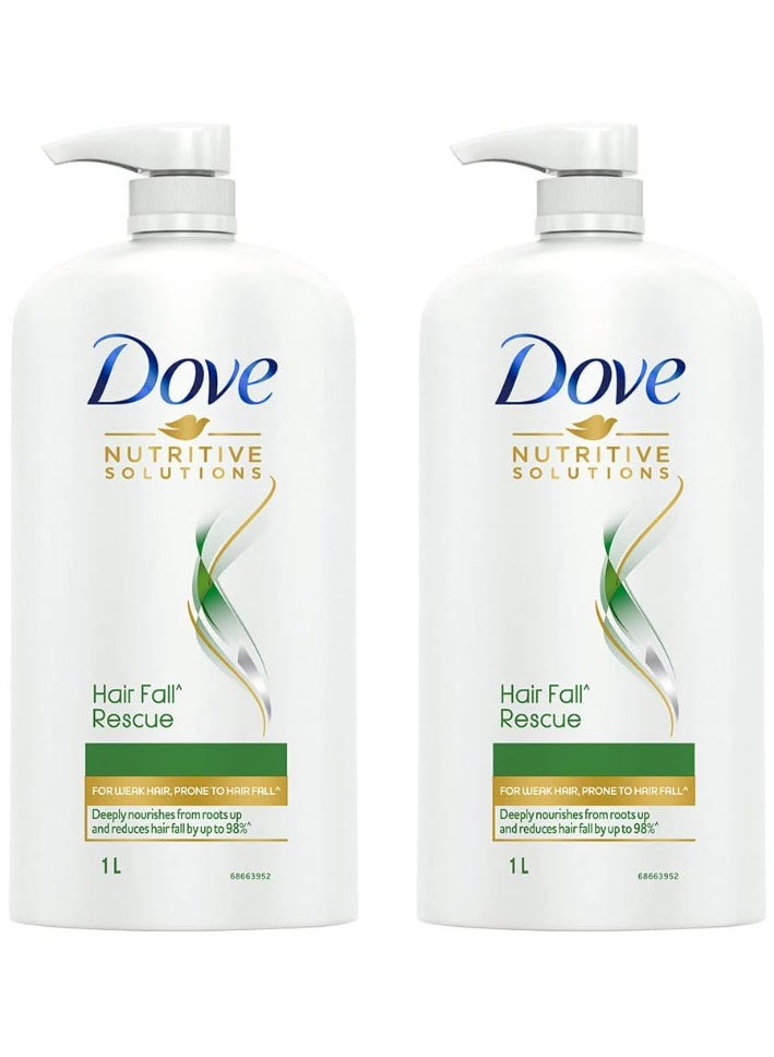 دوف شامبو دوف لإنقاذ الشعر من التساقط 1 لتر، للشعر التالف، للتحكم في تساقط الشعر والحصول على شعر أكثر كثافة - شامبو يومي لطيف مضاد لتساقط الشعر للرجال والنساء (عبوة من قطعتين) - Image 1